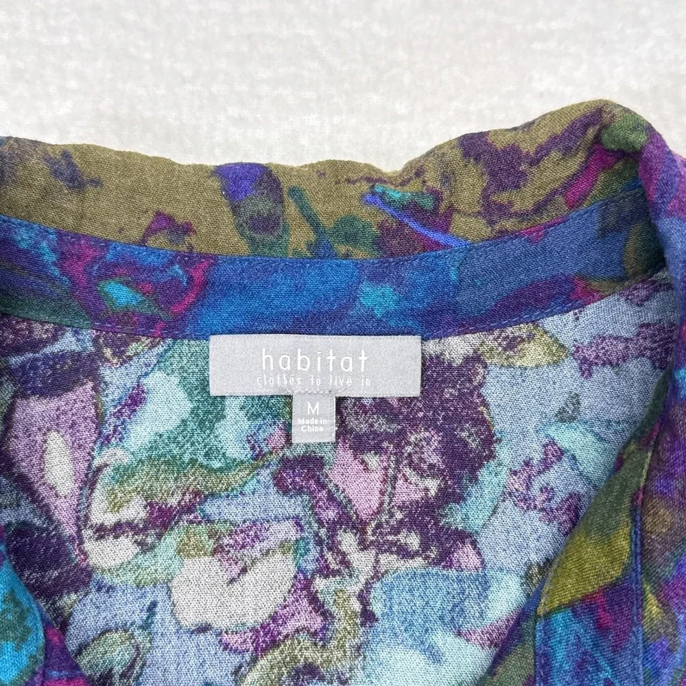 Habitat Top Womens Size Medium Floral Multicolor Art to Wear Lagenlook Mature